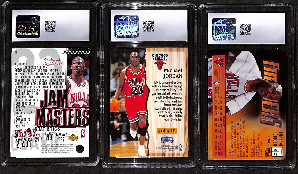 Lot of (3) 1997 & 1998 CGC Graded Michael Jordan Basketball Cards w. 1997-98 UD3 #15 Michael Jordan