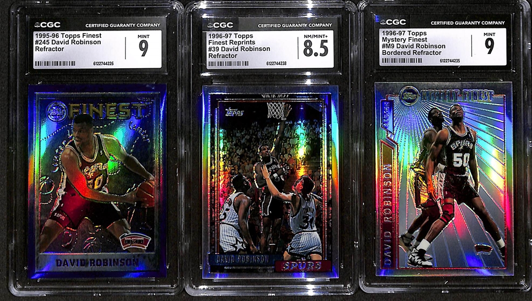  Lot of (7) CGC-Graded David Robinson Refractor Cards w. 1995-96 Topps Finest #245 David Robinson Refractor CGC 9