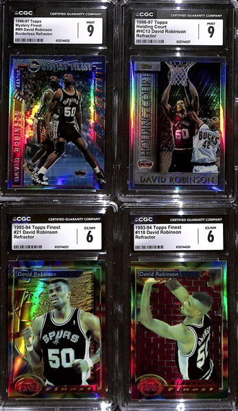  Lot of (7) CGC-Graded David Robinson Refractor Cards w. 1995-96 Topps Finest #245 David Robinson Refractor CGC 9