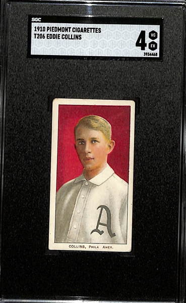 1910 T206 Piedmont Cigarettes Eddie Collins (HOF) Graded SGC 4