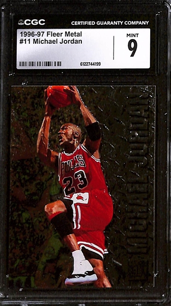 Lot of (5) CGC Graded Michael Jordan Cards w. 1996-97 Fleer Metal #11 CGC 9