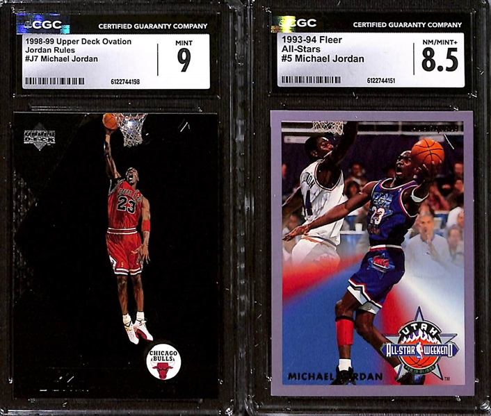 Lot of (5) CGC Graded Michael Jordan Cards w. 1996-97 Fleer Metal #11 CGC 9