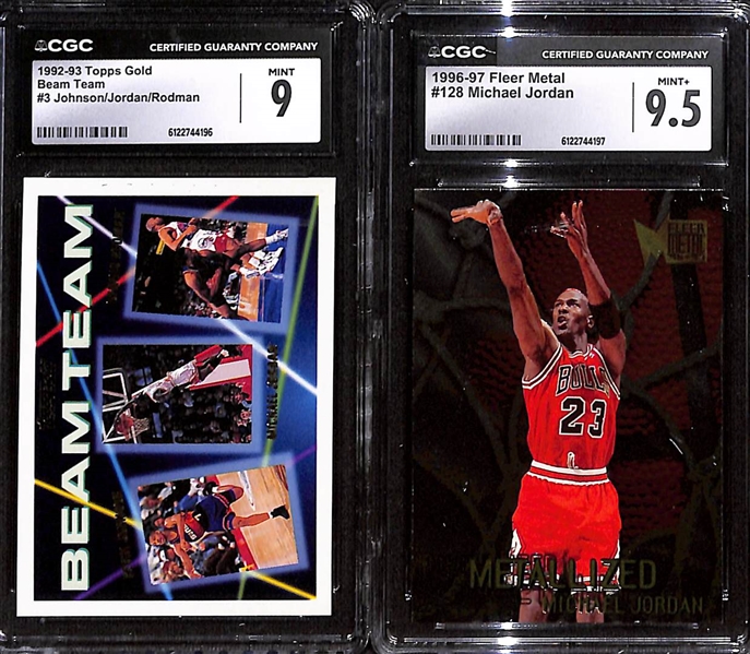 Lot of (4) CGC Graded Michael Jordan Cards w. 1992-93 Topps Gold Beam Team #3 CGC 9