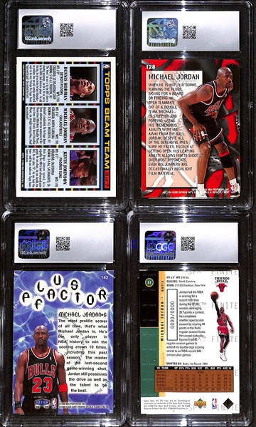 Lot of (4) CGC Graded Michael Jordan Cards w. 1992-93 Topps Gold Beam Team #3 CGC 9