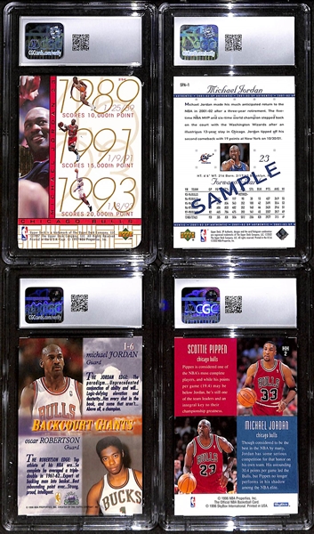 Lot of (4) CGC Graded Michael Jordan Cards w. 1996-97 SP Inside Info #25K CGC 7.5