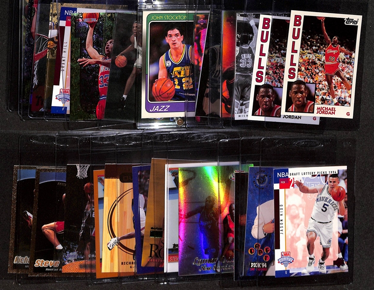 (27) Basketball Cards w. (6) Michael Jordan (Inc. 1992-93 Archives & Archives Gold) & Many Rookies (Stockton, Pierce, Hill, McGrady, Marbury, Kidd, Odom, Francis, +)