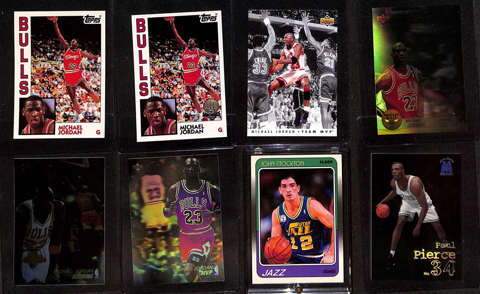 (27) Basketball Cards w. (6) Michael Jordan (Inc. 1992-93 Archives & Archives Gold) & Many Rookies (Stockton, Pierce, Hill, McGrady, Marbury, Kidd, Odom, Francis, +)