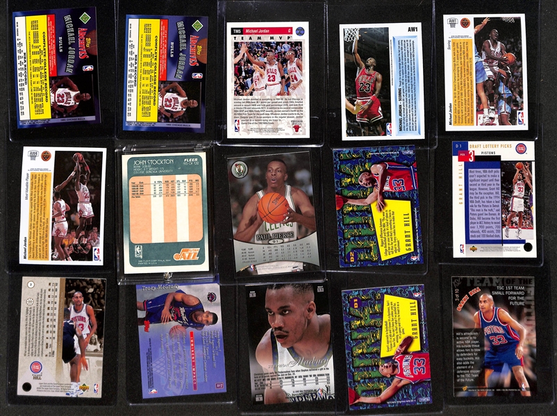 (27) Basketball Cards w. (6) Michael Jordan (Inc. 1992-93 Archives & Archives Gold) & Many Rookies (Stockton, Pierce, Hill, McGrady, Marbury, Kidd, Odom, Francis, +)