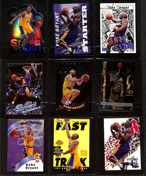 (16) Kobe Bryant Cards w. Inserts, Inc. E-X2001 Stardate 2001, Ultra Starter Ultrabilities, Jam City, Topps Destiny, 1997 Topps Chrome, Ultra Star Power, +