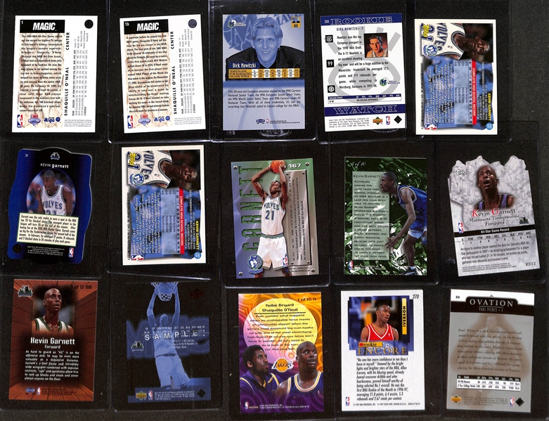 (15) Basketball Cards - Mostly Rookies w. Shaquille O'Neal, Kevin Garnett, Dirk Nowitzki, Iverson, Pierce, Kobe Bryant, +