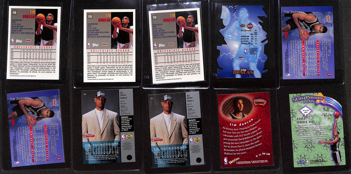 (22) Tim Duncan Cards - Mostly Rookie & Insert Cards