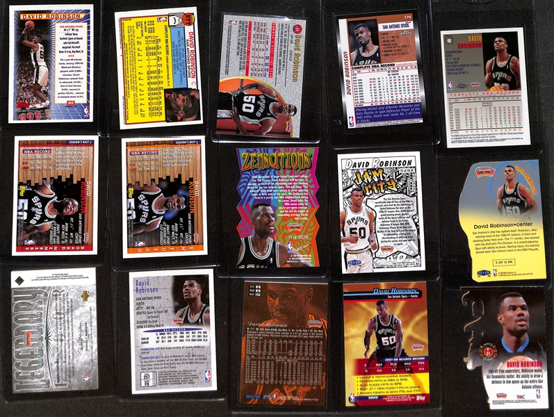 (15) David Robinson Cards - Mostly Inserts w. (5) Refractors, En Fuego, Board Members, Zensations, Jam City, Rim Rockers, Legendary Floor Relic, +