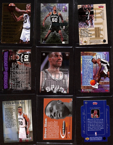 (21) David Robinson Cards - Mostly Inserts w. Ultra Scoring King, Board Games, Total O, Mega Heroes, (2) Rim Rockers, Hot Spot Floor, +