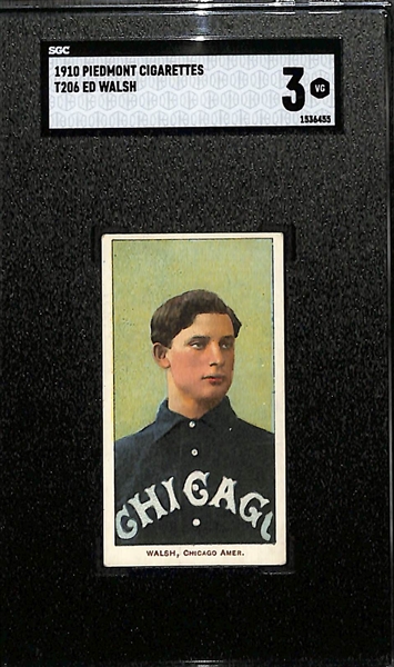 1910 T206 Piedmont Cigarettes Ed Walsh (HOF) Graded SGC 3
