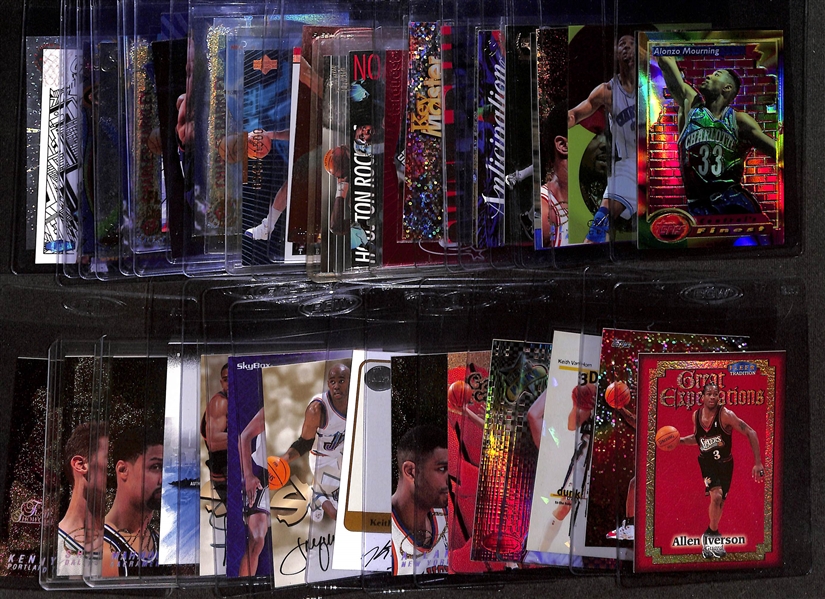 (41) Basketball Cards - Mostly Inserts w. Mourning, Bird, Olajuwon, Stockton, Barkley, Ewing, G. Payton, +