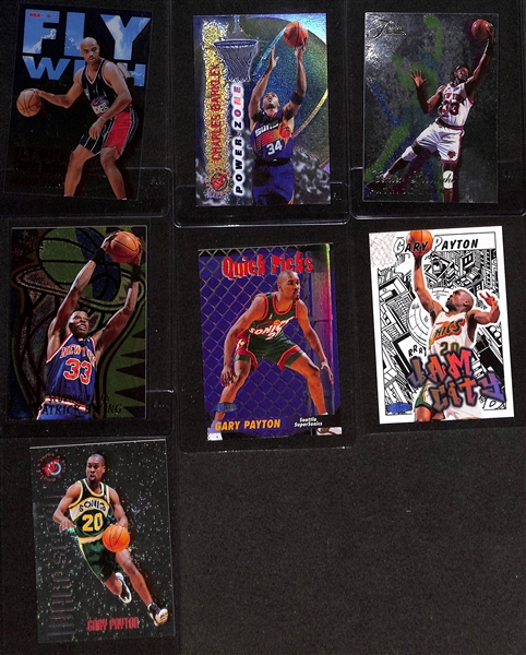 (41) Basketball Cards - Mostly Inserts w. Mourning, Bird, Olajuwon, Stockton, Barkley, Ewing, G. Payton, +