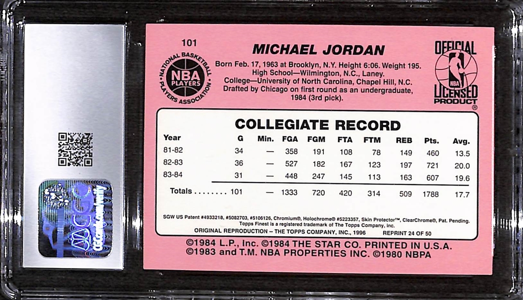 1996-97 Stadium Club Finest (1985 Star Reprints) Michael Jordan #24 Graded CGC 8