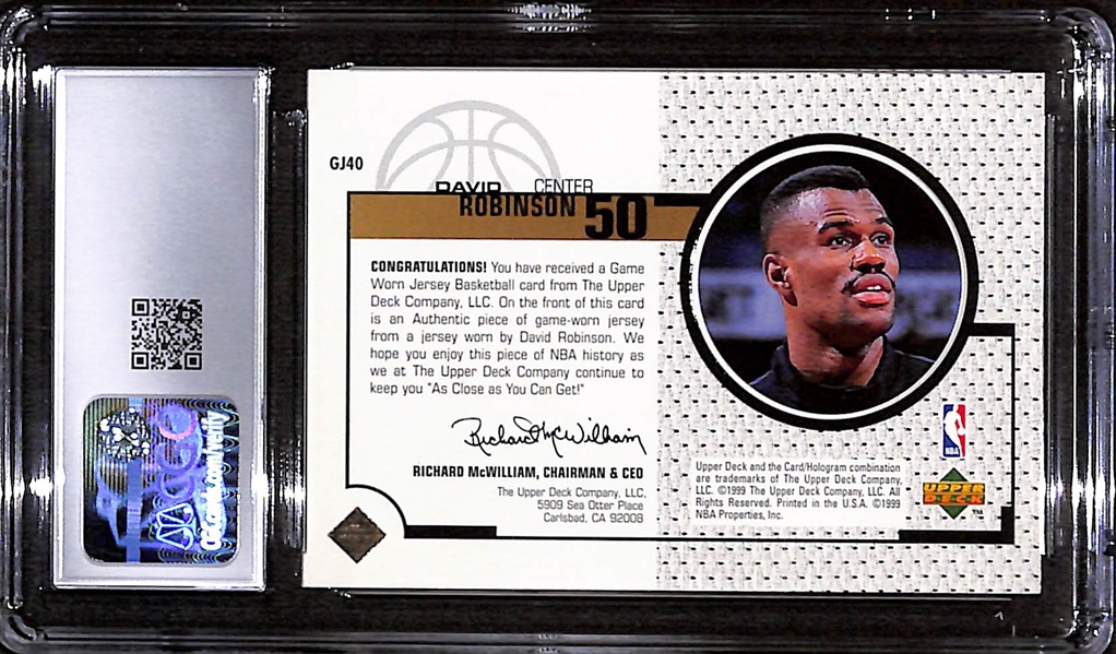 1998-99 Upper Deck Game Jerseys David Robinson #GJ40 Graded CGC 8