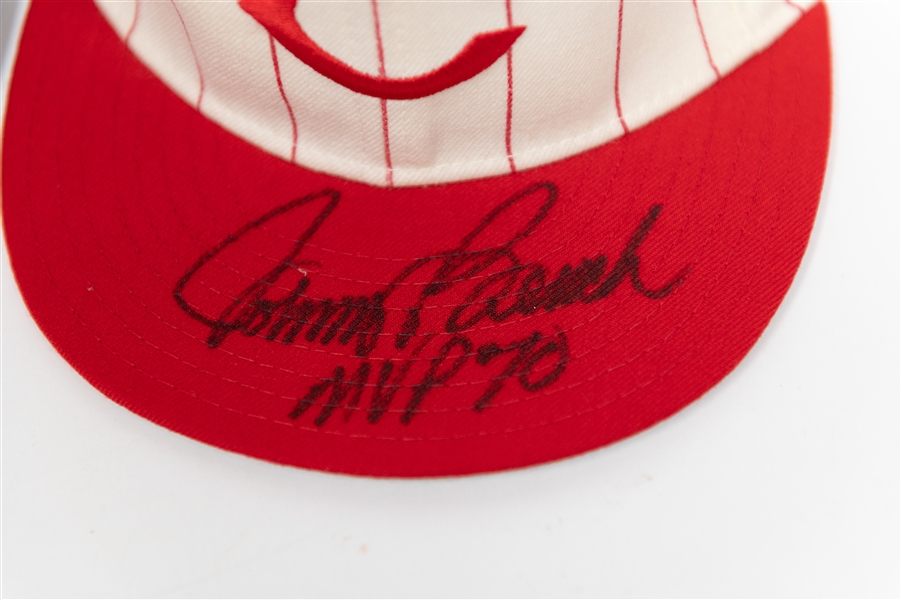 Hall of Fame Baseball Memorabilia Lot w. Johnny Bench Signed Reds Baseball Hat (BAS) & Tom Glavine Signed Braves Replica Helmet JSA