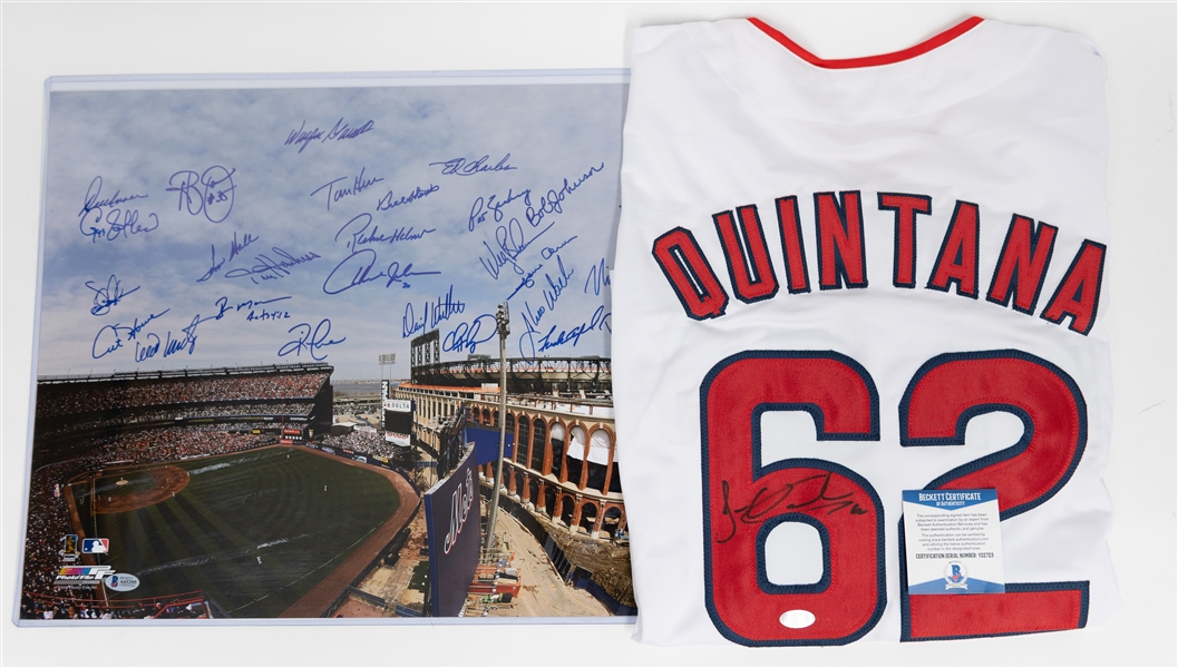 Baseball Memorabilia Lot with NY Mets Great Multi-Signed Photograph w. 27 Signatures incl. Wally Backman, Todd Zeile, Tom Herr, Art Howe, + (Beckett Letter of Authenticity)