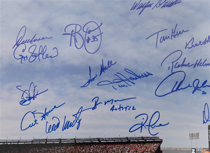 Baseball Memorabilia Lot with NY Mets Great Multi-Signed Photograph w. 27 Signatures incl. Wally Backman, Todd Zeile, Tom Herr, Art Howe, + (Beckett Letter of Authenticity)
