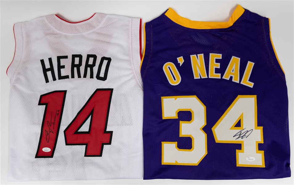Lot of (2) Signed Custom Basketball Jerseys w. Shaquille O'Neal (JSA) & Tyler Herro (BAS)