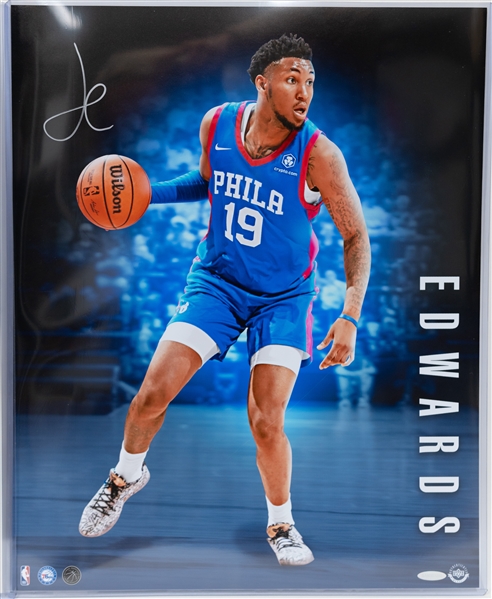 Lot of (2) Signed (UDA) 16x20 Photographs w. Jalen Rose #/75 & Justin Edwards