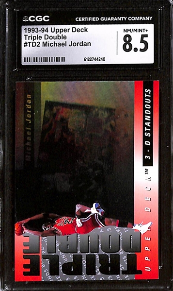 Lot of (5) CGC Graded Michael Jordan Cards w. 1993-94 Upper Deck Triple Double #TD2 CGC 8.5