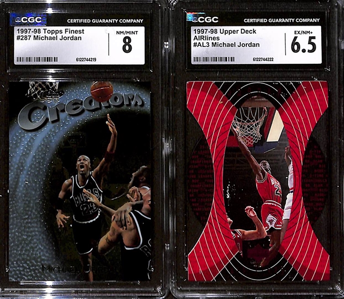 Lot of (5) CGC Graded Michael Jordan Cards w. 1993-94 Upper Deck Triple Double #TD2 CGC 8.5