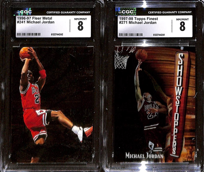Lot of (5) CGC Graded Michael Jordan Cards w. 1993-94 Upper Deck Triple Double #TD2 CGC 8.5