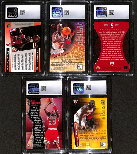 Lot of (5) CGC Graded Michael Jordan Cards w. 1993-94 Upper Deck Triple Double #TD2 CGC 8.5