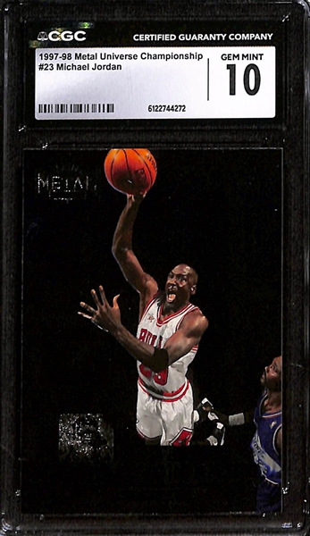1997-98 Metal Universe Champion Michael Jordan #23 CGC 10 & 1997-98 UD3 MJ3 Michael Jordan #MJ3-3 CGC 8.5