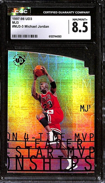 1997-98 Metal Universe Champion Michael Jordan #23 CGC 10 & 1997-98 UD3 MJ3 Michael Jordan #MJ3-3 CGC 8.5