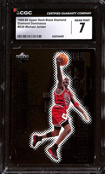 1998-99 Upper Deck Diamond Dominance #D30 Michael Jordan CGC 7 & 1998-99 Upper Deck Hardcourt #H30 Michael Jordan CGC 7.5