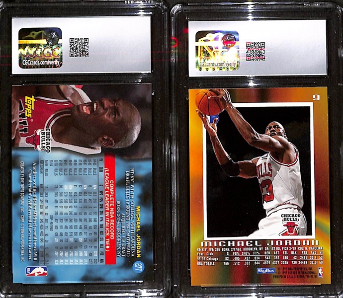 1995-96 Topps Power Boosters #277 Michael Jordan CGC 8.5  & 1997-98 SkyBox E-X2001 #9 Michael Jordan CGC 8.5