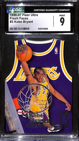 1996-97 Fleer Ultra Fresh Faces Kobe Bryant #3 Rookie Die-Cut Insert Card Graded CGC 9