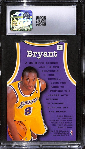 1996-97 Fleer Ultra Fresh Faces Kobe Bryant #3 Rookie Die-Cut Insert Card Graded CGC 9