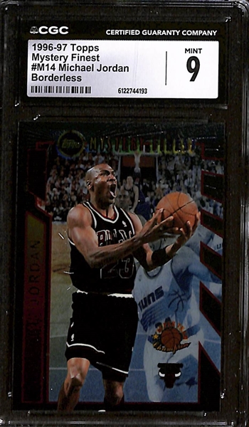 (2) CGC Graded 1996-97 Topps Mystery Finest Michael Jordan #M14 Borderless CGC 9 & Bordered CGC 7