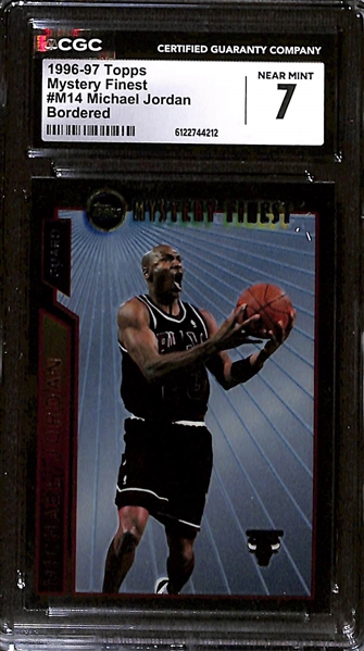 (2) CGC Graded 1996-97 Topps Mystery Finest Michael Jordan #M14 Borderless CGC 9 & Bordered CGC 7