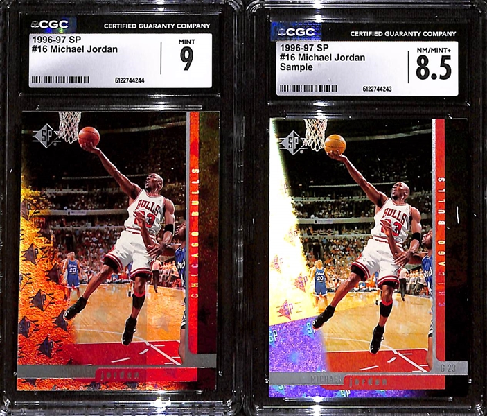 (2) CGC Graded 1996-97 SP Michael Jordan #16 CGC 9 & Sample CGC 8.5
