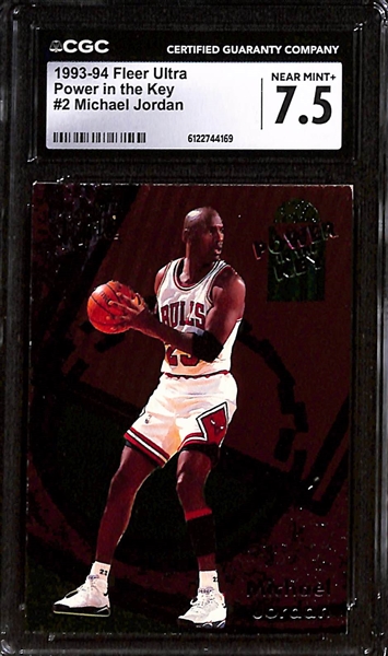 (3) CGC Graded Michael Jordan Basketball Cards w. 1993-94 Fleer Ultra #2 Power Play CGC 7.5
