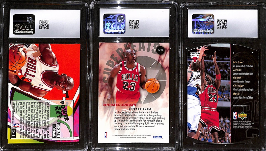 (3) CGC Graded Michael Jordan Basketball Cards w. 1993-94 Fleer Ultra #2 Power Play CGC 7.5
