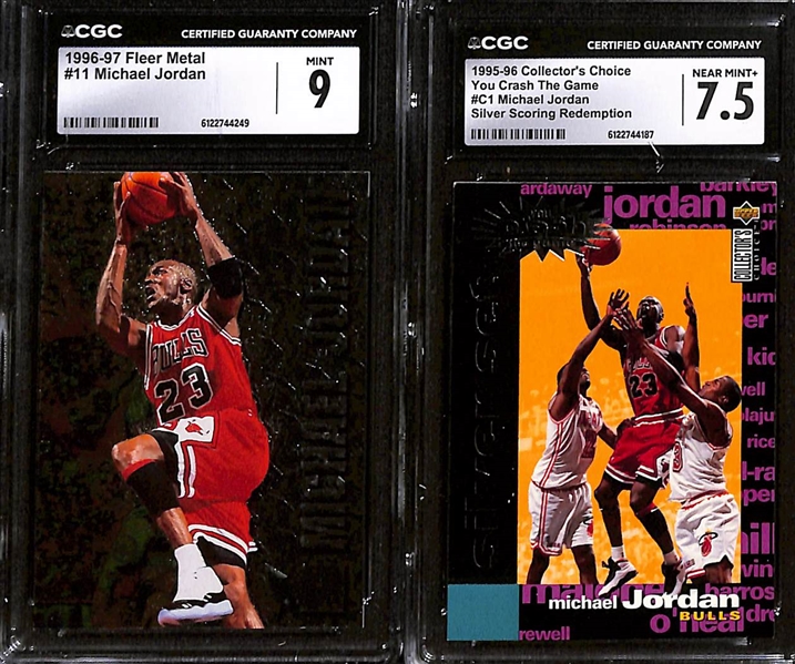 Lot of (4) CGC Graded Michael Jordan Cards w. 1996-97 Fleer Metal #11 CGC 9
