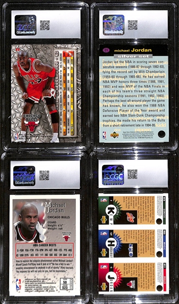 Lot of (4) CGC Graded Michael Jordan Cards w. 1996-97 Fleer Metal #11 CGC 9