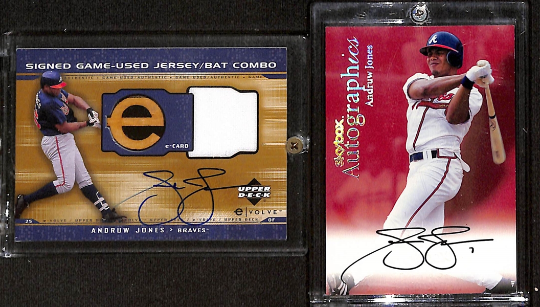 Lot of (4) Baseball Cards w. (2) Ken Griffey Jr & (2) Autographed Andruw Jones