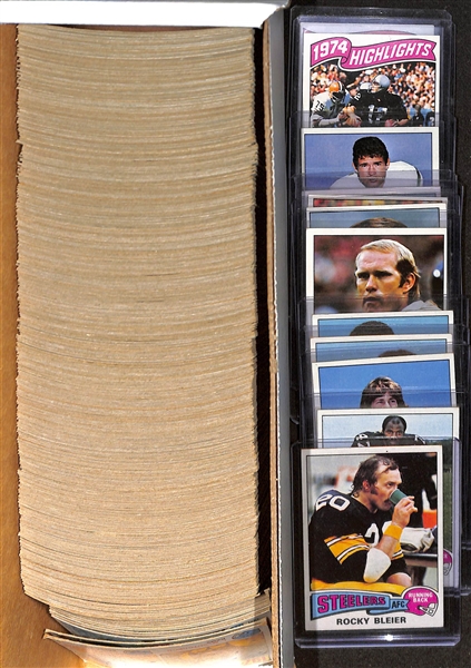 Lot of (458) Various 1975 Topps Football Cards w. Rocky Bleier Rookie Card