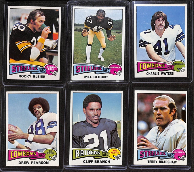 Lot of (458) Various 1975 Topps Football Cards w. Rocky Bleier Rookie Card
