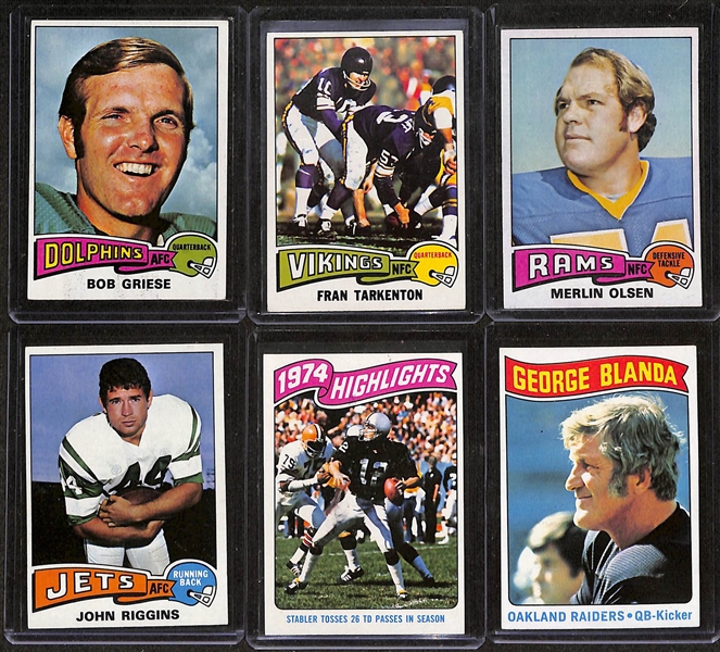 Lot of (458) Various 1975 Topps Football Cards w. Rocky Bleier Rookie Card