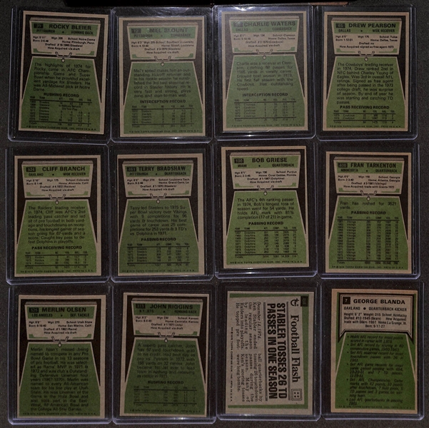 Lot of (458) Various 1975 Topps Football Cards w. Rocky Bleier Rookie Card