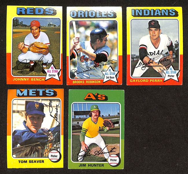 Lot of (460) Assorted 1975 Topps Baseball Cards w. Thurman Munson & Carlton Fisk